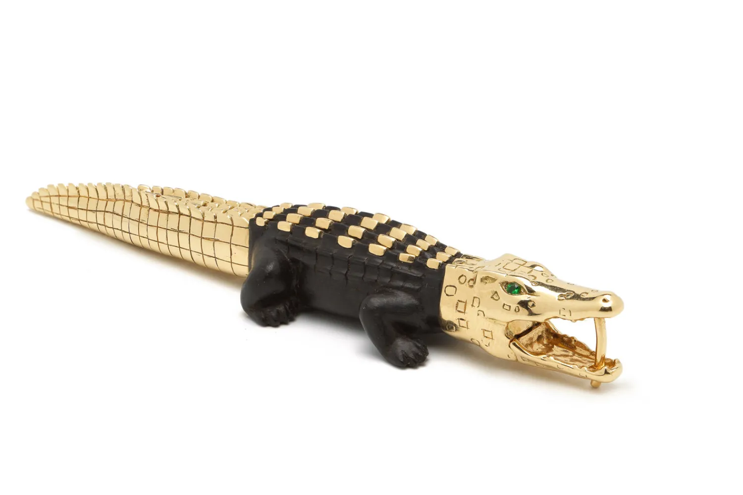 Bibi van der Velden Alligator Ebony Wood With Gold Studs Bite Earring Large Cheap