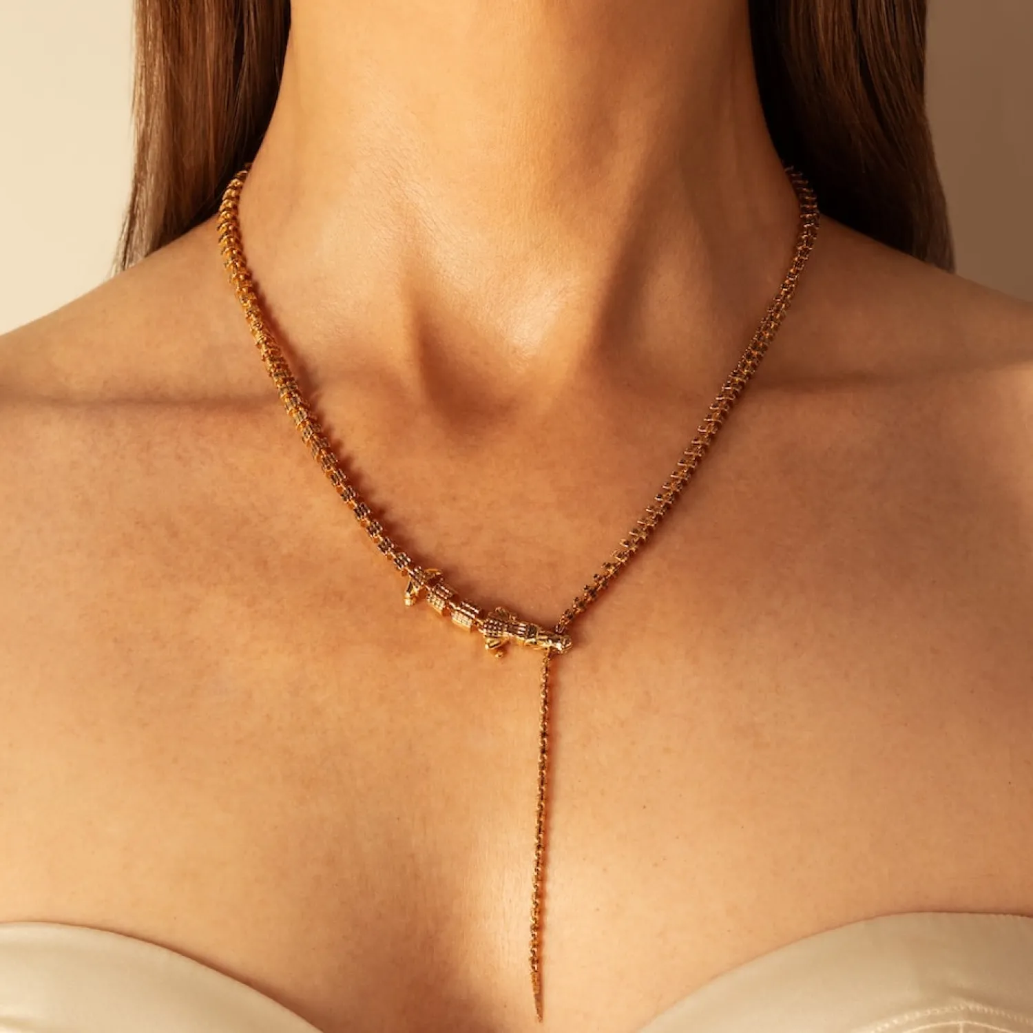 Bibi van der Velden Alligator Vertebrae Necklace Extra Long Discount