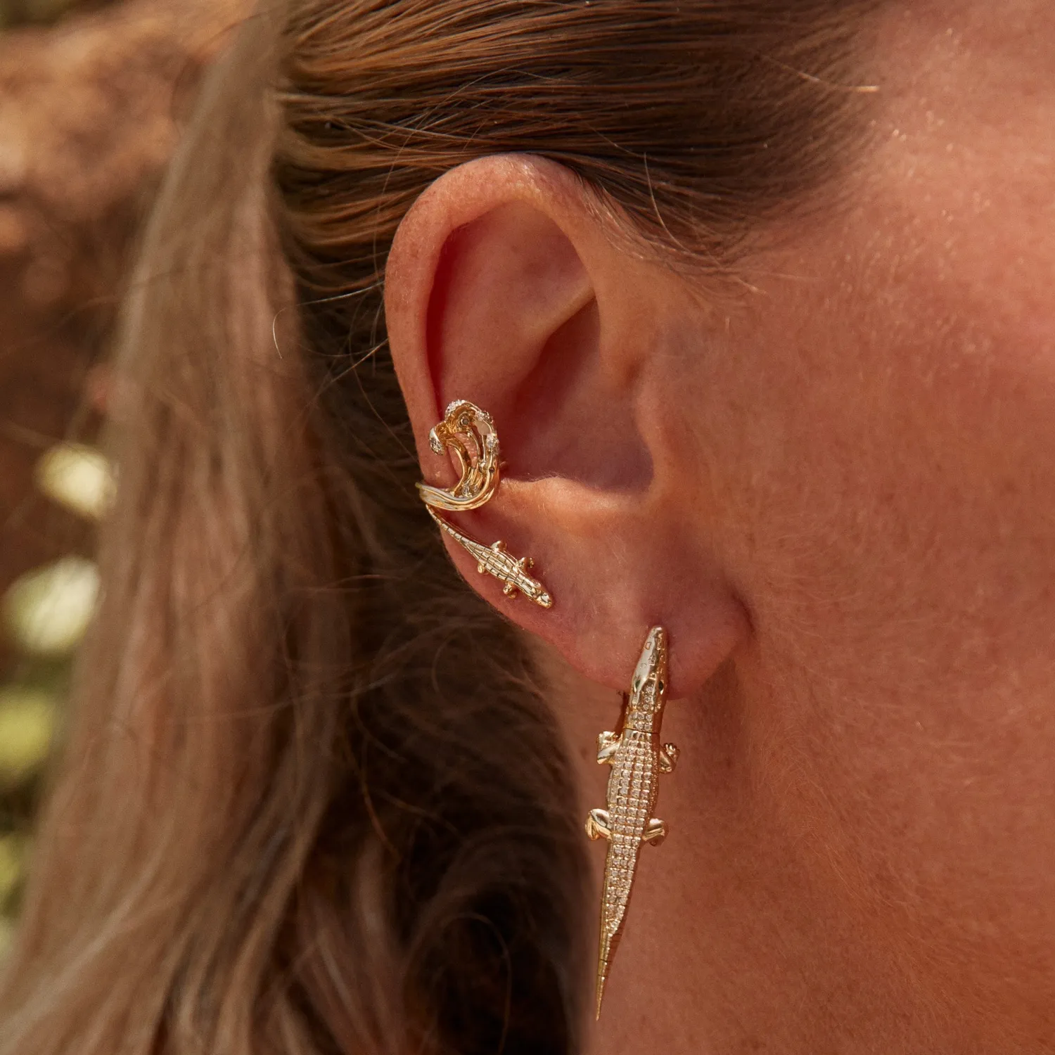Bibi van der Velden Alligator Yellow Gold Ear Climber Fashion