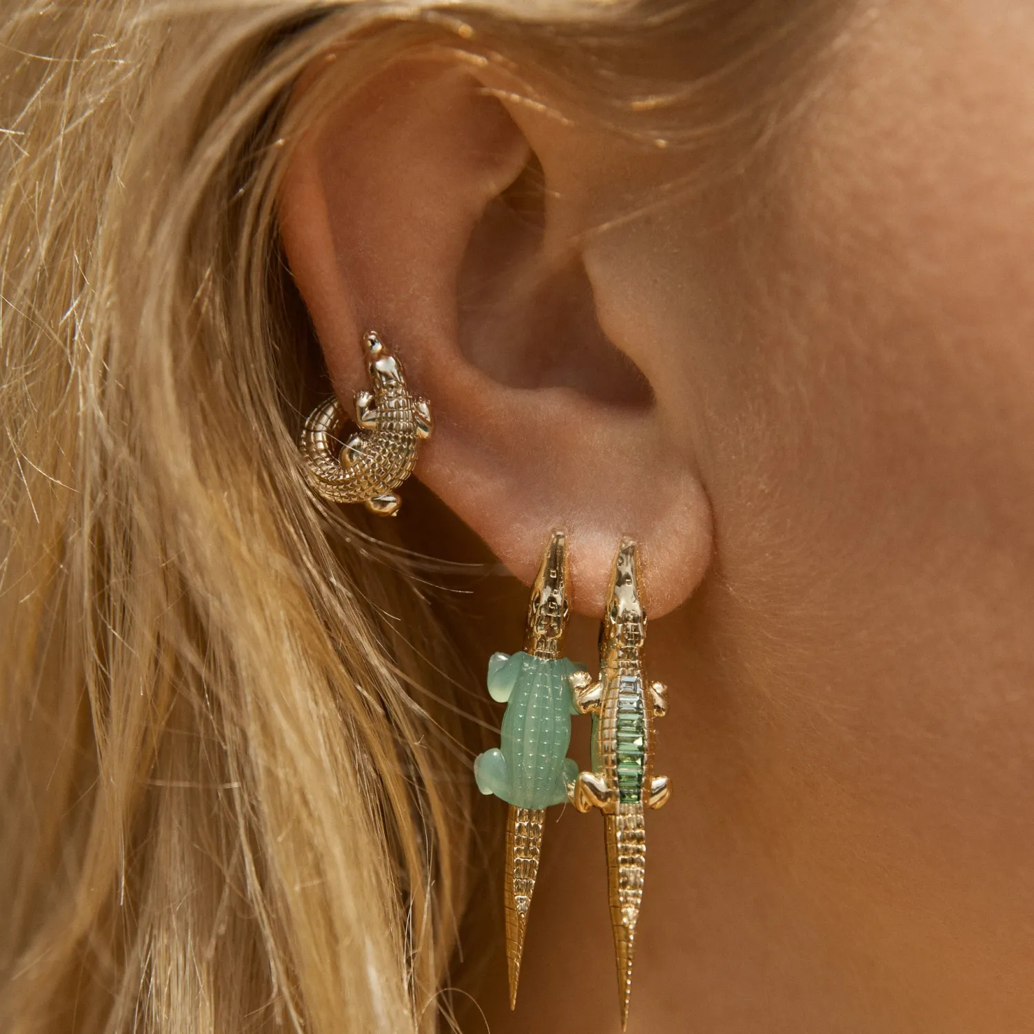 Bibi van der Velden Alligator Yellow Gold Twist Earring Best