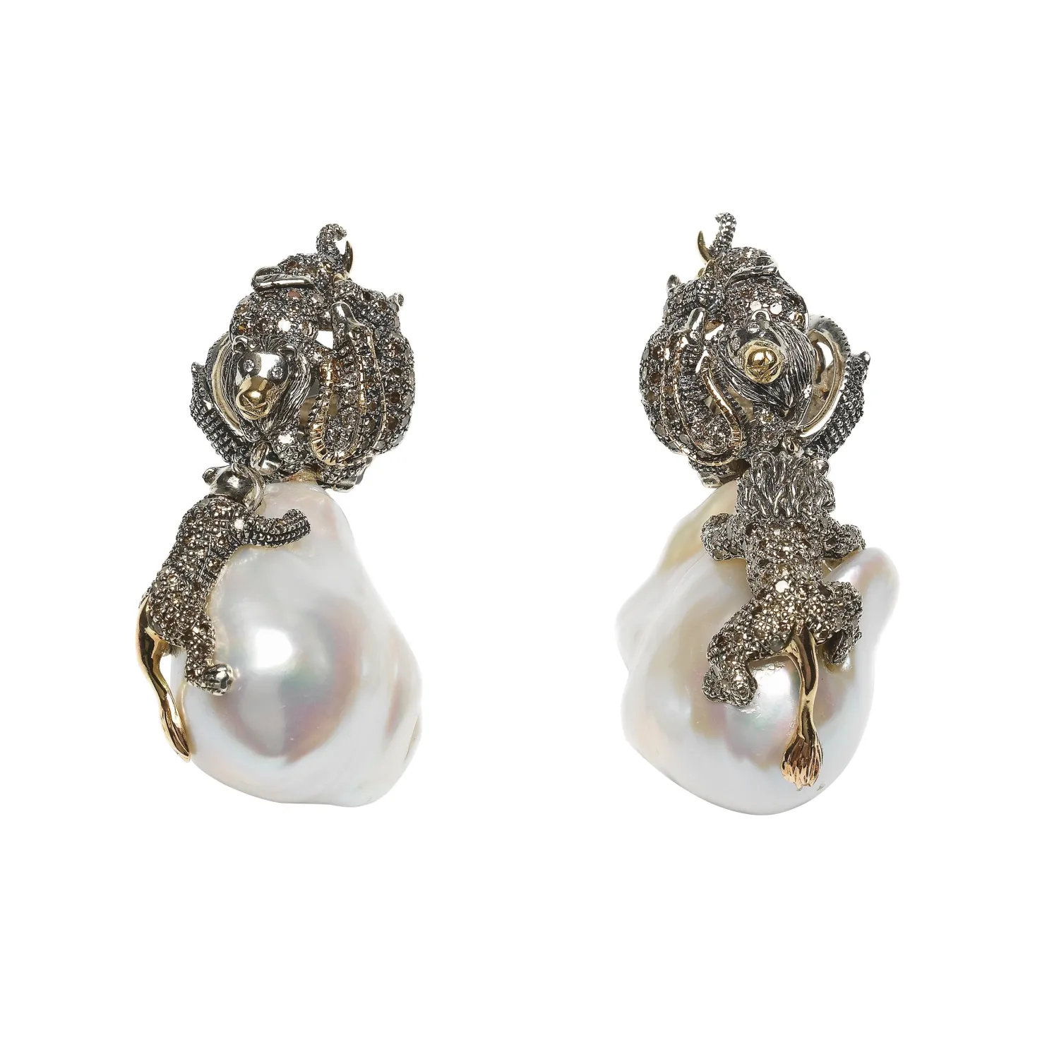 Bibi van der Velden Animal Earrings Baroque Pearls Hot