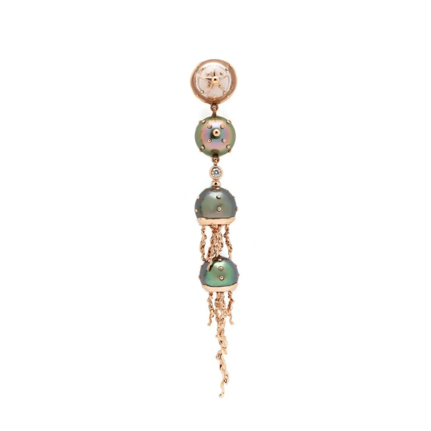 Bibi van der Velden Jellyfish Quartz and Tahitian Pearl Drop Earring with Diamonds Cheap